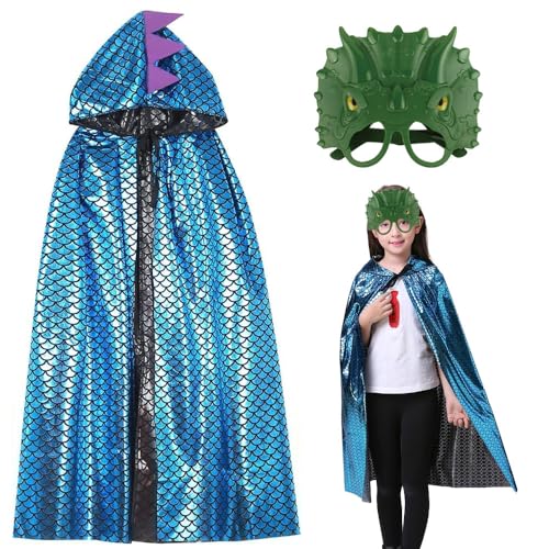 Dinosaurier umhang kinder,Dinosaurier cape mit Maske,Dinosaurier Kostüm Fasching,Dinosaurier kostüm umhang kinder,Dinosaurier umhang kostüm,Drachen kostüm kinder jungen,Geeignet für Höhe 100-150cm von Anyingkai