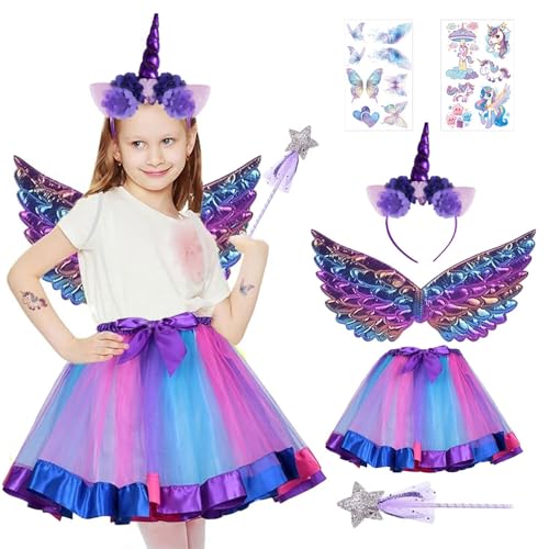 Einhorn Kostüm Prinzessin Set,5 Stück Einhorn Kostüm Kinder,Einhorn Kostüm kinder Mädchen,mit Einhorn Haarreif Einhorn Flügel Zauberstab Tüllrock Einhorn Aufkleber,für Karneval, Fasching,Party Einhorn Kostüm Prinzessin Set,5 Stück Einhorn Kostüm Kinder,Einhorn Kostüm kinder Mädchen,mit Einhorn Haarreif Einhorn Flügel Zauberstab Tüllrock Einhorn Aufkleber,für Karneval, Fasching,Party von Anyingkai