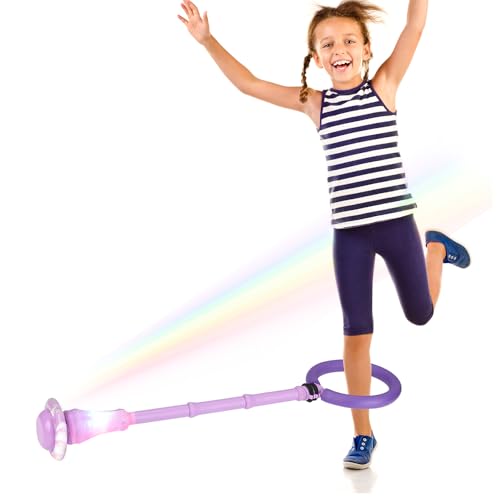 Kinder Blinkender Springring,Swing Wheel mit Lichtrad,Blinkender Sprungball,Faltbarer Ankle Skip Ball,Jumping Ball and Skipping Rope,Sport Sprungball,Springspiele für Kinder(Lila) von Anyingkai