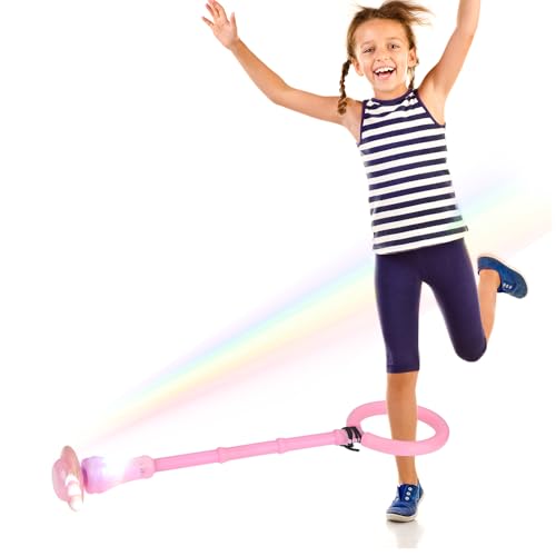 Kinder Blinkender Springring,Swing Wheel mit Lichtrad,Blinkender Sprungball,Faltbarer Ankle Skip Ball,Jumping Ball and Skipping Rope,Sport Sprungball,Springspiele für Kinder(Rosa) von Anyingkai