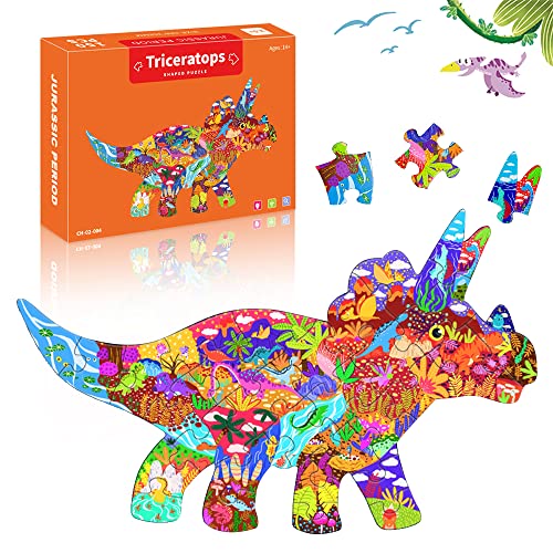 Puzzle Dinosaurier Kinder,Besondere Puzzle für Kinder,Triceratops Puzzle,Jigsaw Puzzle 150 Teile,Witzig Kinderpuzzle Geschenk,Tier Puzzle ab 3-10 Jahren für Jungen Mädchen von Anyingkai