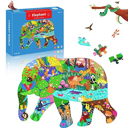 Puzzle Elefant Kinder,Besondere Puzzle für Kinder,Jigsaw Puzzle 200 Teile,Witzig Kinderpuzzle Geschenk,Tier Puzzle ab 3 4 5 6 7 8 9 Jahren für Jungen Mädchen von Anyingkai