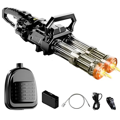 Gatling Wasserpistole Elektrisch,Elektrische Wasserpistole mit Rucksack,Elektrische Doppelläufige Gatling-Wasserpistole,Water Gun Electric,Wasserspritzpistole Elektrisch,Gatling Water Gun (Schwarz) von Anyingkai