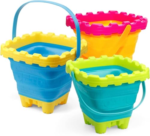 Anzmtosn Groß Strandeimer Spielzeug 3 Set,Bunte Sand Strand Eimer für Kinder, Kleinkinder, draußen, Sandkasten, Sandburg förmiger Eimer mit Netztasche,Schnee, Hinterhof Kein Blue 3 Pack Anzmtosn Groß Strandeimer Spielzeug 3 Set,Bunte Sand Strand Eimer für Kinder, Kleinkinder, draußen, Sandkasten, Sandburg förmiger Eimer mit Netztasche,Schnee, Hinterhof Kein Blue 3 Pack von Anzmtosn