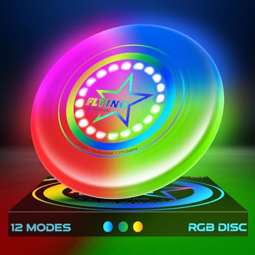 Anzmtosn LED-Flying-Disc-Spielzeug für Kinder und Erwachsene, 7 Modi, leuchtet im Dunkeln, Fliegende-Ring, beleuchtetes, Strand-Spielzeug-Geschenk für den Außenbereich, Park, Garten, Camping Anzmtosn LED-Flying-Disc-Spielzeug für Kinder und Erwachsene, 7 Modi, leuchtet im Dunkeln, Fliegende-Ring, beleuchtetes, Strand-Spielzeug-Geschenk für den Außenbereich, Park, Garten, Camping von Anzmtosn