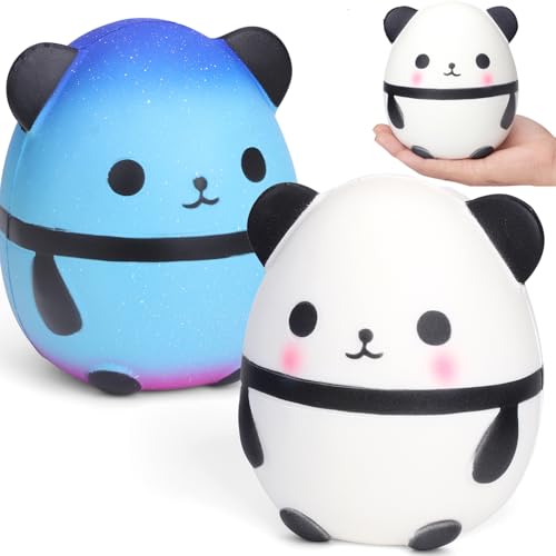 Panda Bouncy Schaumstoff Ball Raum Bälle für Kinder, Fidget Spielzeug, Stress Relief Spielzeug, springen Galaxy Sensory Ball Urlaubsstrümpfe Stuffer 2 Pack von Anzmtosn