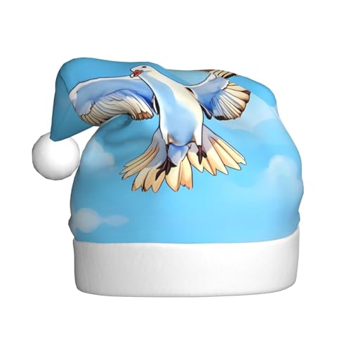 AoRom Seagulls In Flight Printed Christmas Hat,Santa Hat For Adults,Plush Comfort Xmas Hat For New Year Festive Party von AoRom