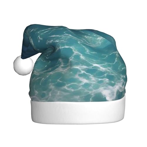AoRom The Deep Blue Sea Printed Christmas Hat,Santa Hat For Adults,Plush Comfort Xmas Hat For New Year Festive Party von AoRom