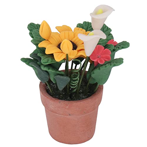 Aoaoy 1:12 Miniature Puppenhaus Topfpflanzen, handgemachte Hohe Simulation Mini -Topf Künstliche Pflanzen für Puppenhaus Zubehör, Miniatur Gefälschte Schöne Blumen Tulpe Calla von Aoaoy
