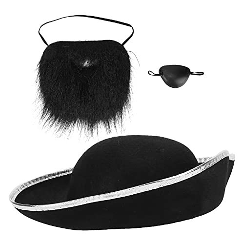 Aoaoy Party -Kostümkleid Gefälschte Schnurrbärte Partykostümzubehör, Piratenhut Augenfläschel Flanellhandwerk mit Elastischer Anpassung an Halloween Aoaoy Party -Kostümkleid Gefälschte Schnurrbärte Partykostümzubehör, Piratenhut Augenfläschel Flanellhandwerk mit Elastischer Anpassung an Halloween von Aoaoy