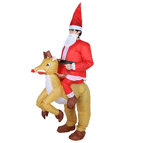 Aoaoy Santa Claus Aufblasbares Kostüm, Niedliche Cartoonform, Stoff, Schnelle Inflation, Leicht und Komfortabel, für Halloween, Geburtstagsfeiern (Weihnachtshirschfeier X121) von Aoaoy