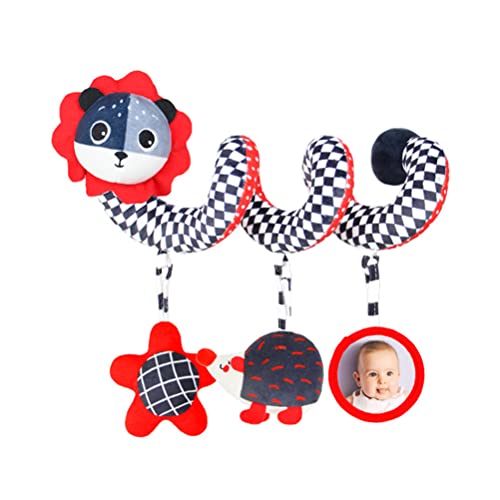 Aoaoy Spiralförmiges Hängespielzeug für Kinderwagen und Autositze für Babys von 0–6 Monaten, Kontrastreiches Spiral-Mobilspielzeug Kinderwagen, Plüsch-Hängespielzeug (Black White and red Lions) von Aoaoy