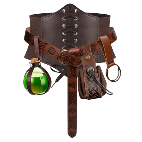 Aodejoy Gothic Mittelalter Damen Kostüm Korsett Gürtel Bauchtasche Münzbörse Renaissance Gürtel Renaissance Kostüm Set für Halloween Karneval Cosplay Wikinger Kleidung Zubehör-braun Aodejoy Gothic Mittelalter Damen Kostüm Korsett Gürtel Bauchtasche Münzbörse Renaissance Gürtel Renaissance Kostüm Set für Halloween Karneval Cosplay Wikinger Kleidung Zubehör-braun von Aodejoy
