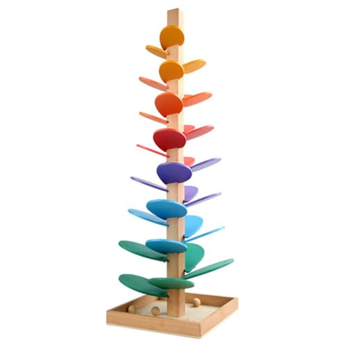 Klangbaum Holz Murmelbahn Regenbogen Kugelbahn groß Musik Baum Spielzeug Kugelturm für Kin-der, Bunter Rollender Kugelturm Musikbaum Rollbahnspiel Motorikspiel für Kinde-rgarten 72x22x22cm (Bunt) von Aodejoy
