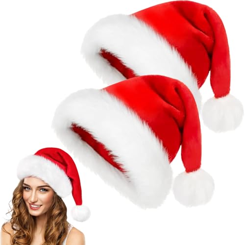 Aofonchy 2 Stück Weihnachtsmütze Erwachsene, Unisex Verdicken Nikolausmütze, Flauschige Plüsch Nikolausmütze mit Bommel, Rote Weihnachtsmann Mütze für Weihnachtsfeier Neujahr Partybedarf Aofonchy 2 Stück Weihnachtsmütze Erwachsene, Unisex Verdicken Nikolausmütze, Flauschige Plüsch Nikolausmütze mit Bommel, Rote Weihnachtsmann Mütze für Weihnachtsfeier Neujahr Partybedarf von Aofonchy