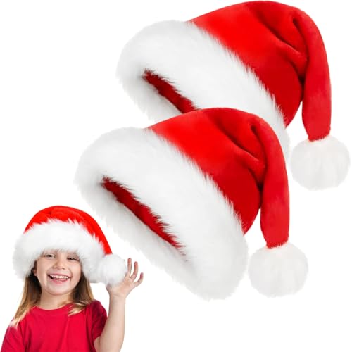Aofonchy 2 Stück Weihnachtsmütze für Kinder, Unisex Verdicken Nikolausmütze, Flauschige Plüsch Nikolausmütze mit Bommel, Rote Weihnachtsmann Mütze für Mädchen Jungen Weihnachtsfeier Neujahr Party Aofonchy 2 Stück Weihnachtsmütze für Kinder, Unisex Verdicken Nikolausmütze, Flauschige Plüsch Nikolausmütze mit Bommel, Rote Weihnachtsmann Mütze für Mädchen Jungen Weihnachtsfeier Neujahr Party von Aofonchy