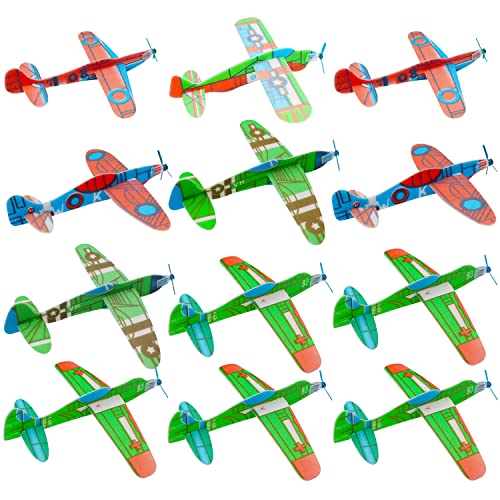 Aohcae 12 Stück Styropor Flieger für Kinder, Flugzeug Spielzeug Styropor Styropor Flugzeug Gleitflugzeuge Kinder Mitgebsel Kindergeburtstag Junge von Aohcae