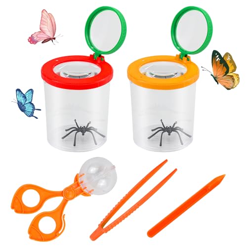 Aohcae 2 Stück Becherlupe Set, Lupenglas für Kinder Becherlupen für Kinder Lupenbecher Insektenfänger mit Pinzette Aohcae 2 Stück Becherlupe Set, Lupenglas für Kinder Becherlupen für Kinder Lupenbecher Insektenfänger mit Pinzette von Aohcae