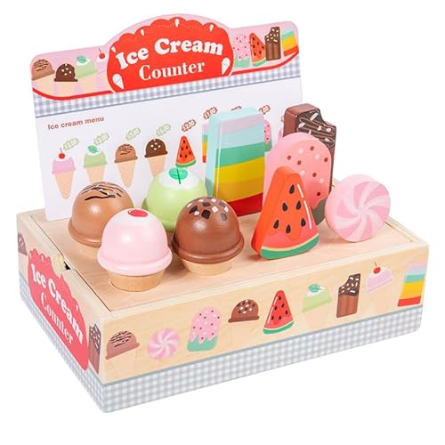 Eisdiele Kinder Holz, EIS-Spielzeug für Kinder, Holzspielzeug Küche Zubehör mit Spielgeld Münze, Eisdiele Montessori Spielzeug, Spielküche Rollenspiele für Kind Mädchen Jungen 3 4 5 Jahren Eisdiele Kinder Holz, EIS-Spielzeug für Kinder, Holzspielzeug Küche Zubehör mit Spielgeld Münze, Eisdiele Montessori Spielzeug, Spielküche Rollenspiele für Kind Mädchen Jungen 3 4 5 Jahren von Aohyue