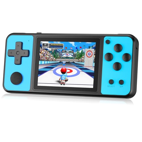 Aojiao 32 Bit Handheld Spielkonsolen für Kinder Eingebaute 139 Retro-Videospiele, 3,0" IPS-Bildschirm Wiederaufladbares tragbares Spielsystem, Reisespielzeug für Jungen Mädchen 4-13, Blau von Aojiao