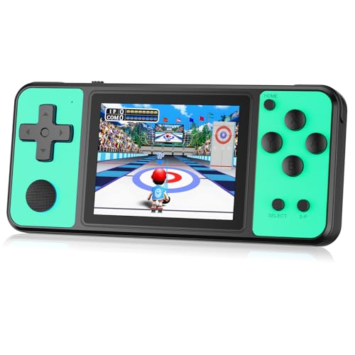 Aojiao 32 Bit Handheld Spielkonsolen für Kinder Eingebaute 139 Retro-Videospiele, 3,0" IPS-Bildschirm Wiederaufladbares tragbares Spielsystem, Reisespielzeug für Jungen Mädchen 4-13, Grün von Aojiao