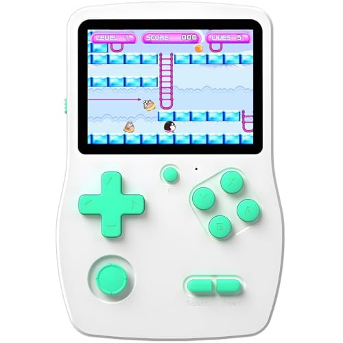 Aojiao 32 Bit Handheld Spielkonsolen für Kinder mit 218 Videospiele, Tragbarer Gaming-Player mit 3.0" IPS-Bildschirm wiederaufladbarem Akku, Reise Spiele Geschenke Spielzeug für Jungen Mädchen (Weiß) von Aojiao
