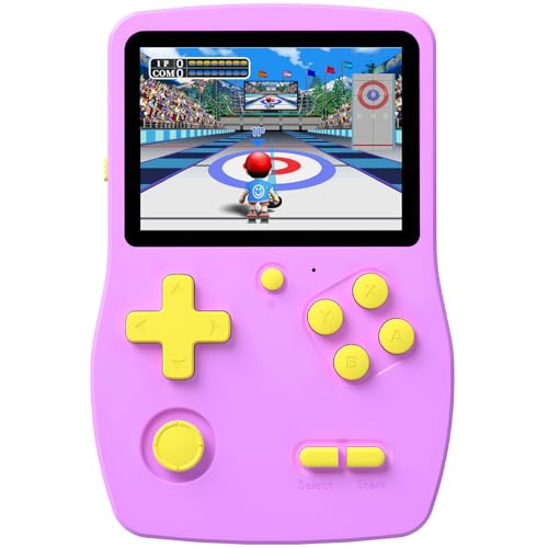 Aojiao 32 Bit Handheld Spielkonsolen für Kinder mit 218 Videospiele, Tragbarer Gaming-Player mit 3.0" IPS-Bildschirm wiederaufladbarem Akku, Reise Spiele Geschenke Spielzeug für Jungen Mädchen (Lila) von Aojiao