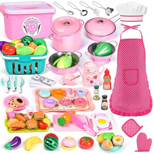 121 Stück Kinderküche Zubehör, Spielküche Zubehör mit Schürze & Kochmütze, Matschküche Zubehör mit Lebensmittel Spielzeug, Kochgeschirr, Aufbewahrungsbox, Schneiden Obst Gemüse, Rollenspiele Geschenk 121 Stück Kinderküche Zubehör, Spielküche Zubehör mit Schürze & Kochmütze, Matschküche Zubehör mit Lebensmittel Spielzeug, Kochgeschirr, Aufbewahrungsbox, Schneiden Obst Gemüse, Rollenspiele Geschenk von Aojieni