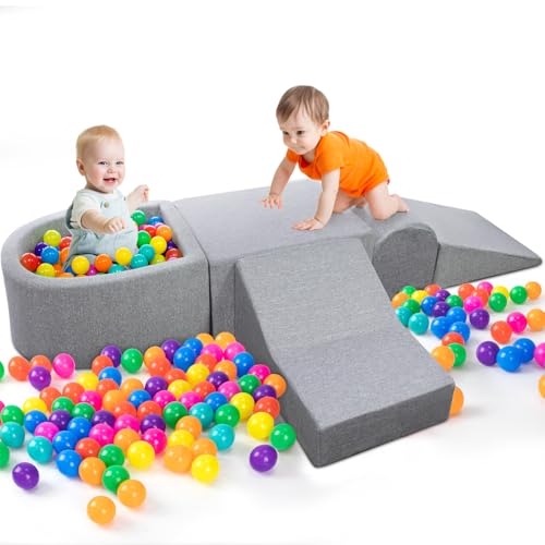 Aokna - Weiches Schaumstoff-Kletterspielzeug für Kleinkinder, Indoor-Blöcke, Spielausrüstung mit Kugellöchern (Bälle nicht im Lieferumfang enthalten), zum Klettern, Gleiten und Bauen von Aokna