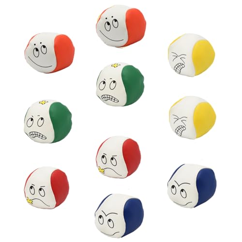 AolKee 10 Stücke Jonglingbälle Set für Anfänger, Mini Bunte Jonglierbälle Kinder, Jonglierbälle Erwachsene,Juggling Balls, Weiche und lustige Emoticon Jonglieren Kugeln für Jonglieren Spielzeug Spiel von AolKee