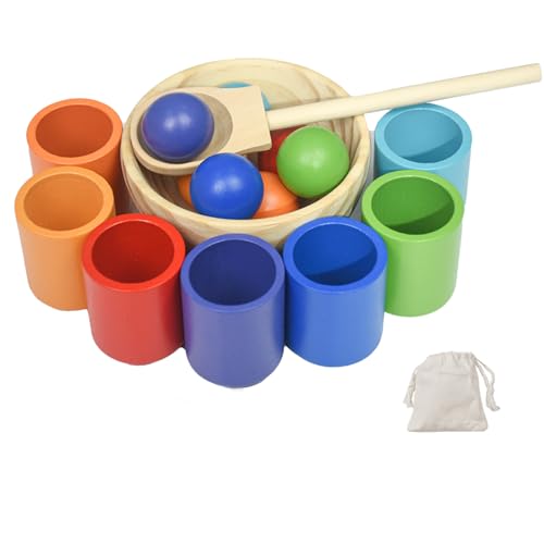 AolKee Jeu Montessori 1 an, Balle sensorielle Bebe, jouet de comptage 7 balles en Bois de 30 mm Dans des tasses, jouets de motricité fine, jouet éducatif Pour préscolaire von AolKee