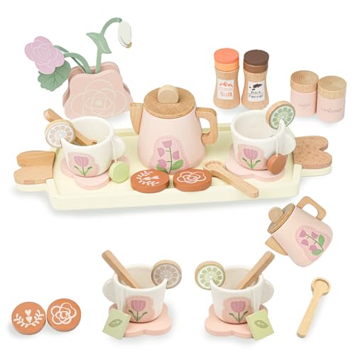 Teeservice Kinder Holz, AolKee Küchenzubehör Kinder Holz, Rollenspiel Spielzeug, Kinder küchenzubehör, Tee Party Set für Kinder, Rosa, Geschenke für 3 4 5 Jahre alte Kleinkinder Teeservice Kinder Holz, AolKee Küchenzubehör Kinder Holz, Rollenspiel Spielzeug, Kinder küchenzubehör, Tee Party Set für Kinder, Rosa, Geschenke für 3 4 5 Jahre alte Kleinkinder von AolKee