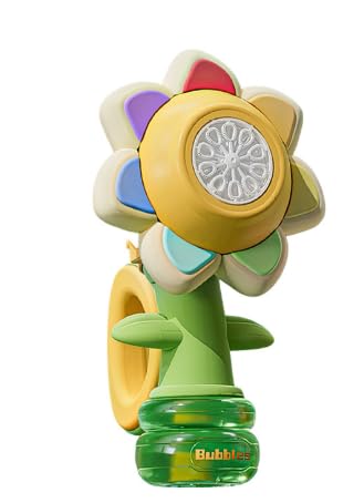 Aolawco Seifenblasenmaschine, Wiederaufladbare Sonnenblume Seifenblasenmaschine Blume, Leuchtende Seifenblasenpistole füR Kinder, Bubble Machine füR Garten Hochzeit Geburtstag Party von Aolawco