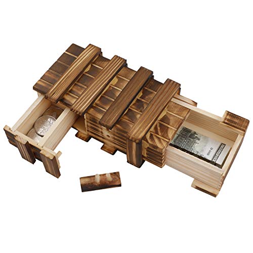 Aoliandatong Puzzle Box Magic Holz Geschenkbox Geheime Schublade Andenken Box mit 2 groÃŸen Geheimfächern für Geschenke Gutscheine Schmuck Mystery Puzzle Spiel Hochzeit Geburtstag Geschenk von Aoliandatong