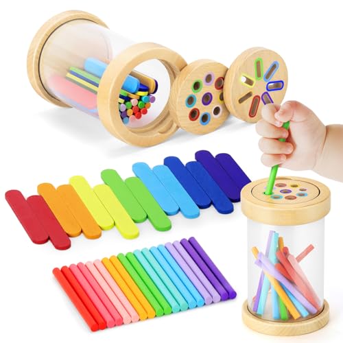 Montessori Spielzeug ab 1 Jahr, 2-in-1 Montessori Spielzeug ab 1 2 3 Jahre Mädchen Jungen Baby Spielzeug Geschenk Farbe Sortierspiel Kinderspielzeug Motorikspielzeug Holzspielzeug ab 1 Jahr von Aolieh