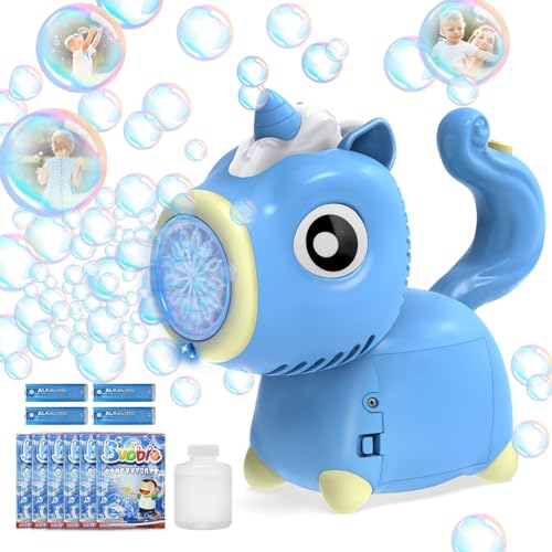 Seifenblasenmaschine, Einhorn Seifenblasenmaschine für Kinder, Seifenblasenpistole mit 6 Seifenblasen Flüssigkeit, Regenbogen Seifenblas Spielzeug mit Licht Kinder/Geburtstag/Party/Hochzeit, Blau Seifenblasenmaschine, Einhorn Seifenblasenmaschine für Kinder, Seifenblasenpistole mit 6 Seifenblasen Flüssigkeit, Regenbogen Seifenblas Spielzeug mit Licht Kinder/Geburtstag/Party/Hochzeit, Blau von Aolieh