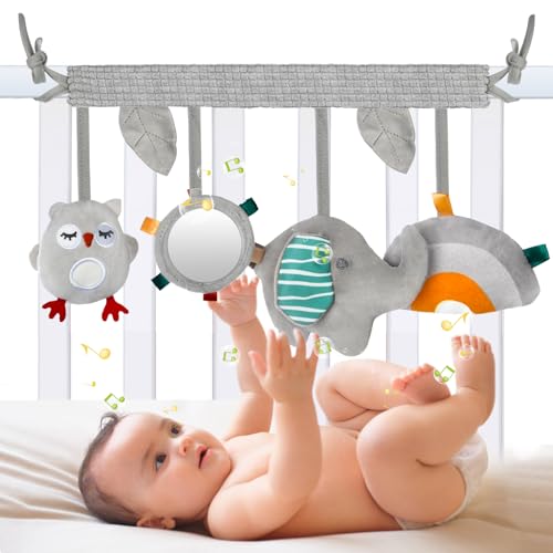 Aolso Activity-Spirale Spielzeug, Kinderbett Spiralspielzeug, Babyschale Spielzeug Aufhängen an Babyschale, Wiege, Für Babys und Kleinkindern ab 0+ Monaten, Reise Aktivität Spielzeug (Elefant) von Aolso