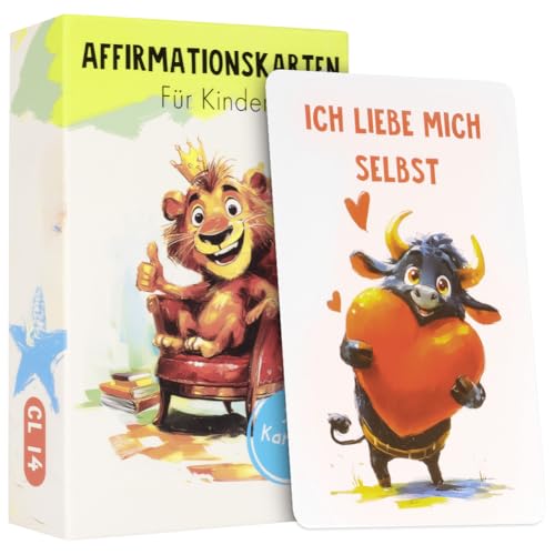 Aolso Affirmationskarten Kinder, 50 Stück, Deutsch, Umgang mit Gefühlen Lernen mit Gefühlskarten, Achtsamkeitskarten für positives Denken, Selbstliebe, Mut und Dankbarkeit von Aolso