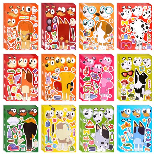 Aolso Aufkleber für Kinder, 24 Blätter, Gemischte Stickers, Cartoon Hund Kinderaufkleber (Typ B), Themen für Jungen und Mädchen, Geschenke zum Kindergeburtstag (15 x 21 cm) von Aolso