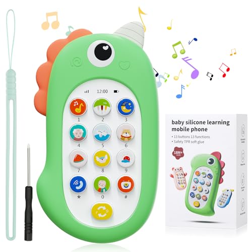 Aolso Baby Telefon Musikalisches Spielzeug Babyspielzeug Smartphone, Spielzeug-Telefon für Kinder, elektronisches gesprochenes Sprachenlernen, Geschenk für Babys, Mädchen und Jungen（Einhorn-Grün） von Aolso