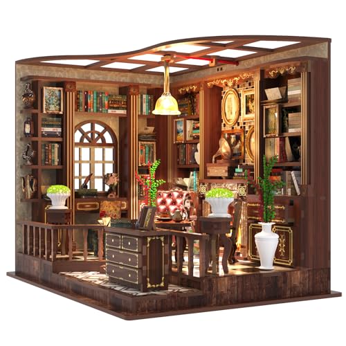 Aolso Book Nook Kit – DIY Puppenhaus Häuser, 248 Teile, DIY Miniature Dollhouse Kit, DIY Mini Holz Haus Modell Set with LED Light, Miniatur Haus Selber Bauen Bausatz für Erwachsene Jugendliche von Aolso