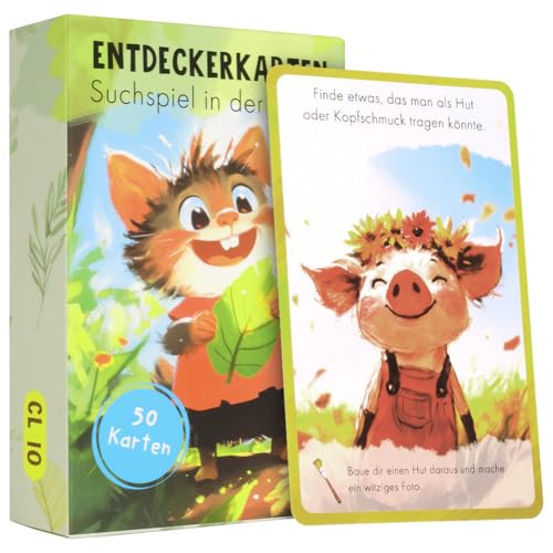 Aolso Entdeckerkarten für Kinder, 50 Stück, Deutsch, Outdoor Schatzsuche und Natur entdecken, Spannendes Suchspiel, Lernspiel & Geschenk für Mädchen und Jungen von Aolso
