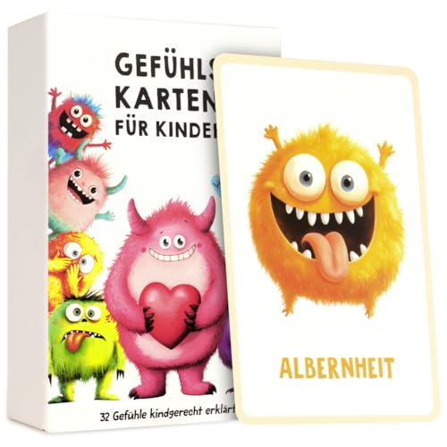 Aolso Gefühlskarten für Kinder, 32 Stück lebendige Emotionsbilder, Deutsch, Emotionskarten für Selbstregulation und EIN gutes Gefühl, Geeignet für Kindergärten, Grundschulen und Familien von Aolso