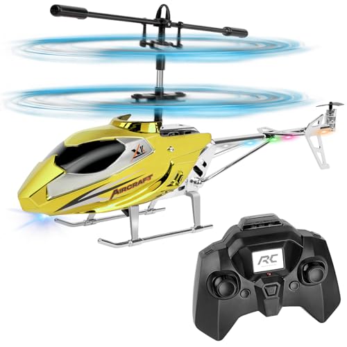 Aolso Hubschrauber RC Helikopter, ferngesteuertes Spielzeug, 3,5 Kanal Indoor fliegendes Spielzeug, Höhenlage Hobby Flugzeug mit Kreisel, Miniflugzeug Geschenk für Kinder und Erwachsene(Gold) von Aolso