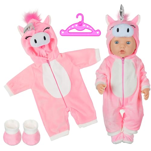 Aolso Kleidung Outfits für Baby Puppen, Babypuppenkleidung für 14–18 Zoll große Puppen, 35–45 cm große Babypuppen, Puppe Zubehör, Neue Puppenkleidungs-Outfits, Geschenke für Mädchen (Einhorn) von Aolso