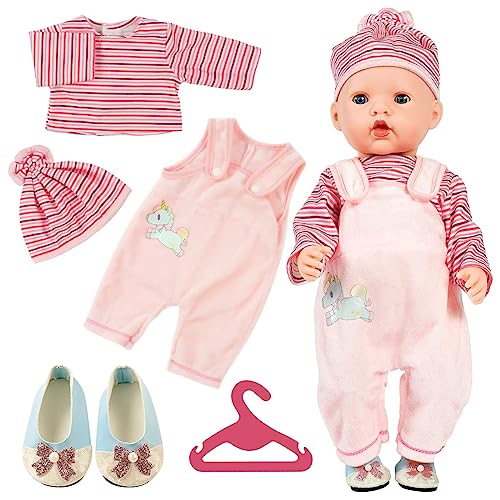 Aolso Kleidung Outfits für Baby Puppen, Puppenkleidung = Rosa Langarm+Hose+ Hut+1 Paar Schuhe+Kleiderbügel, Puppe Zubehör für Baby Puppen 35-45 cm Aolso Kleidung Outfits für Baby Puppen, Puppenkleidung = Rosa Langarm+Hose+ Hut+1 Paar Schuhe+Kleiderbügel, Puppe Zubehör für Baby Puppen 35-45 cm von Aolso