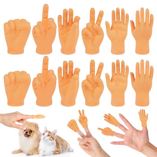 Aolso Kleine Hände Fingerpuppe Set, 12 Stück Mini Hände Gummi Lustige Minihände, Fingerhände für Geburtstagsfeiern Zaubertricks Haustiere Spiele Party von Aolso