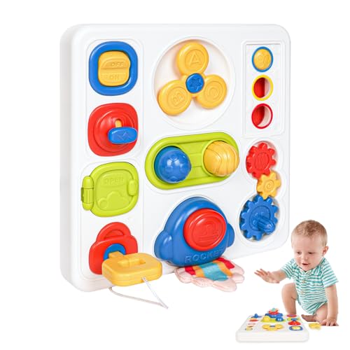 Aolso Kleinkind Beschäftigt Board, Montessori Sensorik Spielzeug, Motorikspielzeug für Babys, Baby Reisespielzeug, frühe Entwicklung und Aktivitätsspielzeug, Lernspielzeug, Baby-Feinmotorikspielzeug von Aolso