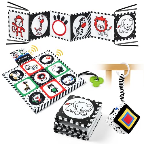 Aolso Kontrastbuch Schwarz Weiß Stoffbuch,3 Stück Kinderwagen Spielzeug, Kinderbett Sensorik Spielzeug, Hängespielzeug, Kontrastspielzeug Sensorik Kontrast Geschenk für die frühe Bildung Aolso Kontrastbuch Schwarz Weiß Stoffbuch,3 Stück Kinderwagen Spielzeug, Kinderbett Sensorik Spielzeug, Hängespielzeug, Kontrastspielzeug Sensorik Kontrast Geschenk für die frühe Bildung von Aolso