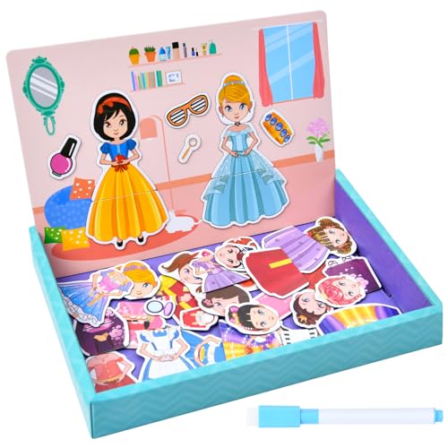 Aolso Magnetisch Anziehpuppen, Princess Magnetisches Ankleidespielset, Künstler zum Ankleiden, Verkleide Dich als Prinzessin Magnetisches Puzzlespielzeug, Prinzessin-Anziehspiel, Magnetspiel von Aolso